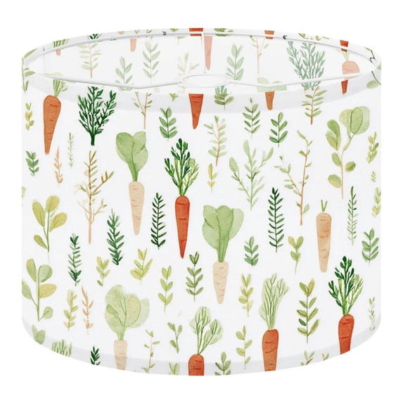 Linen Drum Lampshades Watercolor Carrots Greenery Leaves 13"x13"x10" Light Shade for Table Lamps Floor Lamp Shades Lampshade Replacement Assembly Required