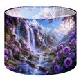 13 Roses Linen Drum Lampshades Waterfall Flower Garden Purple Roses Mountain 13 ...