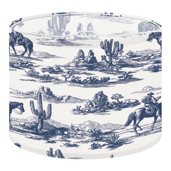 Linen Drum Lampshades Western Cowboy Riding Desert Rocky Landscape 13"x13"x10" Light Shade for Table Lamps Floor Lamp Shades Lampshade Replacement Assembly Required