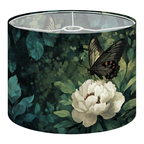 Linen Drum Lampshades Whimsical Butterfly Garden Watercolor Art Print 13"x13"x10" Light Shade for Table Lamps Floor Lamps Drum Lamp Shades Lampshade Replacement Assembly Required