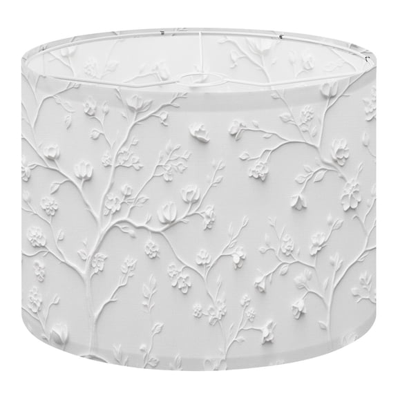 Linen Drum Lampshades White Vivid Vintage 3D Branches Flower Floral Branching Tree 13"x13"x10" Light Shade for Table Lamps Floor Lamp Shades Lampshade Replacement Assembly Required