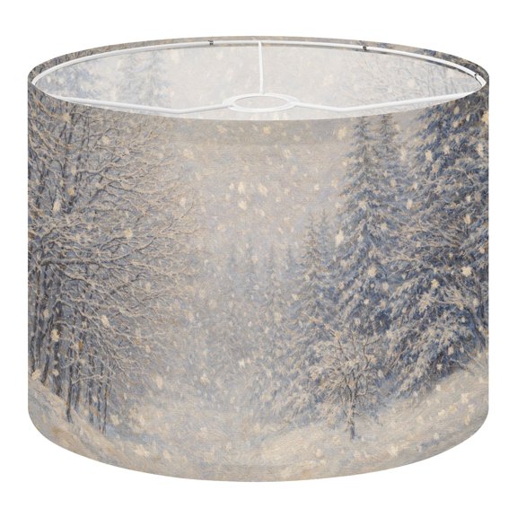Linen Drum Lampshades Winter Snow Blizzard Forest 13"x13"x10" Light Shade for Table Lamps Floor Lamp Shades Lampshade Replacement Assembly Required