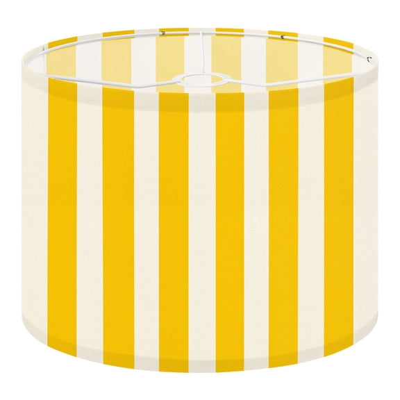 Linen Drum Lampshades Yellow White Striped Vertical Stripes Spring Decor 13"x13"x10" Light Shade for Table Lamps Floor Lamp Shades Lampshade Replacement Assembly Required