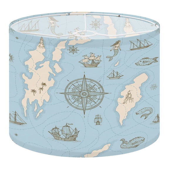 Linen Drum Lampshades abstract theme travel adventure discovery Old hand drawn map 13"x13"x10" Light Shade for Table Lamps Floor Lamp Shades Lampshade Replacement Assembly Required