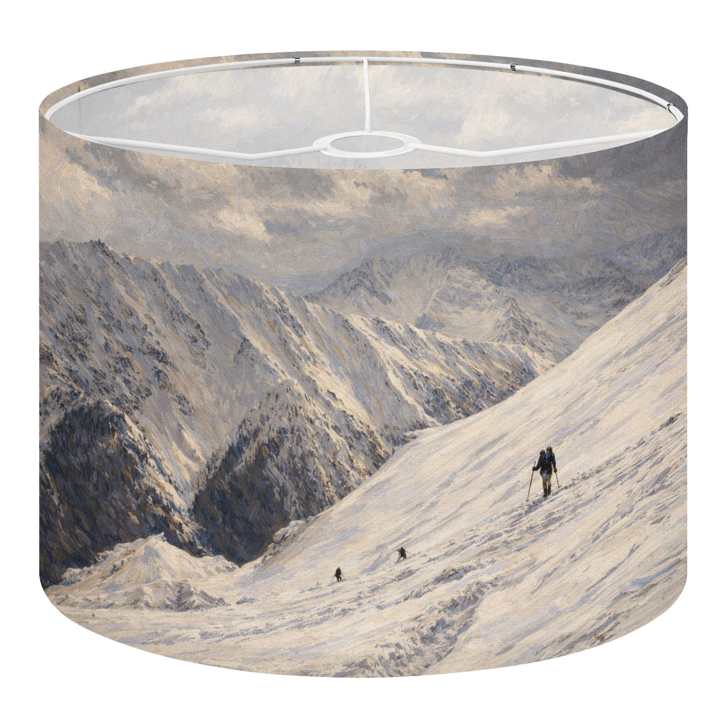 Linen Drum Lampshades black white snowy mountains vintage snow skiings 13"x13"x10" Light Shade for Table Lamps Floor Lamp Shades Lampshade Replacement Assembly Required