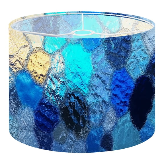 Linen Drum Lampshades blue Stained Glass 13"x13"x10" Light Shade for Table Lamps Floor Lamp Shades Lampshade Replacement Assembly Required