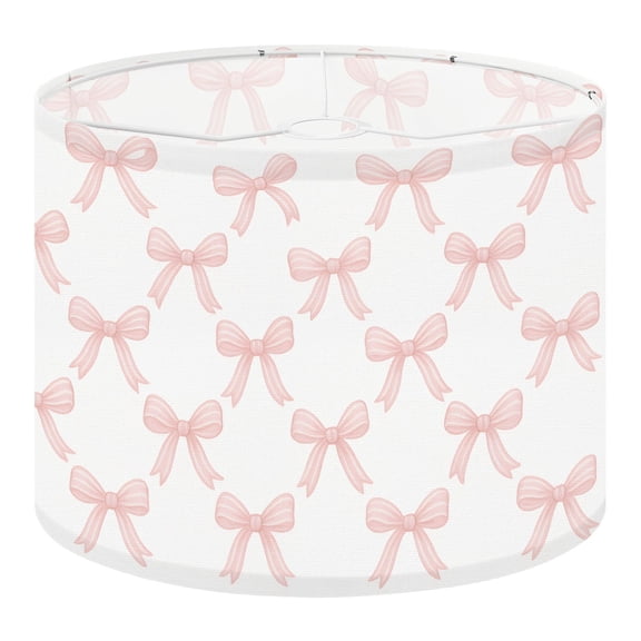 Linen Drum Lampshades cute coquette seamless pink ribbon bow white 13"x13"x10" Light Shade for Table Lamps Floor Lamps Drum Lamp Shades Lampshade Replacement Assembly Required