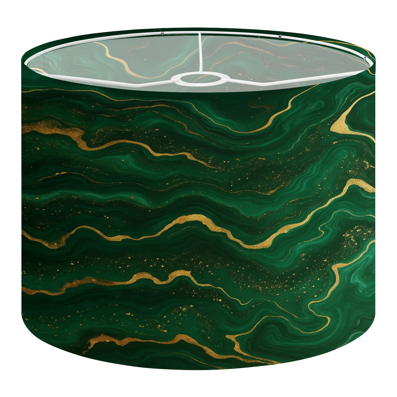 Linen Drum Lampshades luxury Green marble gold abstract texture Dark green emerald marbling 13"x13"x10" Light Shade for Table Lamps Floor Lamp Shades Lampshade Replacement Assembly Required