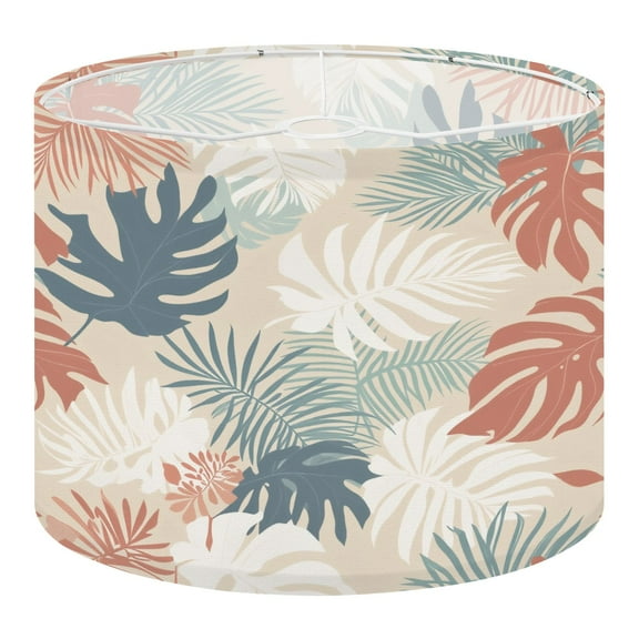 Linen Drum Lampshades tropical leaves 13"x13"x10" Light Shade for Table Lamps Floor Lamps Drum Lamp Shades Lampshade Replacement Assembly Required