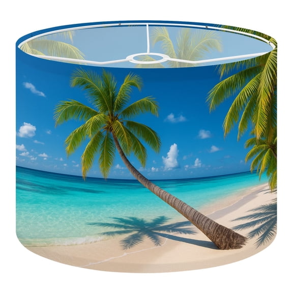 Linen Drum Lampshades tropical paradise beach 13"x13"x10" Light Shade for Table Lamps Floor Lamps Drum Lamp Shades Lampshade Replacement Assembly Required