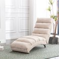 thumbnail image 1 of Linen Electric Massage Chaise Lounge, with Remote Control, Ergonomic Design, 5 Massage Modes, Relieves Shoulder, Back, Hip and Leg Fatigue, for Office, Living Room, Bedroom, Beige, 1 of 7