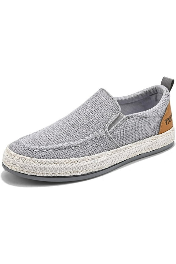 Linen Espadrilles for Men,Straw Casual Canvas Slip On Loafers,Solid Color Comfortable Breathable Espadrilles.