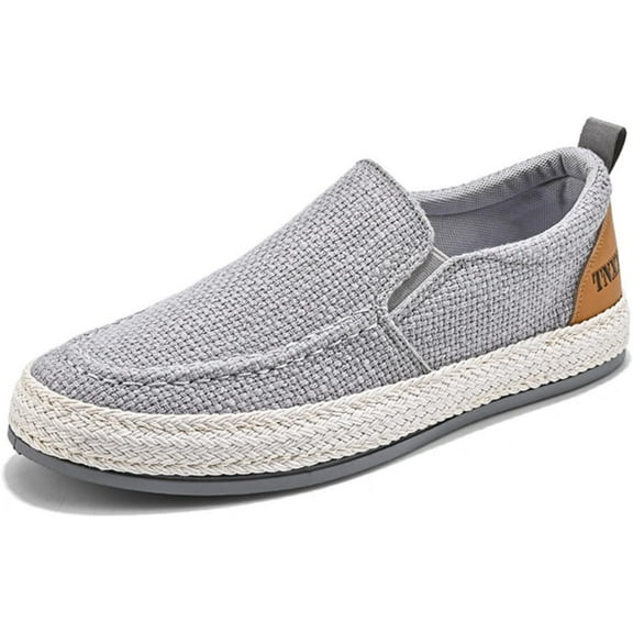 Linen Espadrilles for Men,Straw Casual Canvas Slip On Loafers,Solid Color Comfortable Breathable Espadrilles.