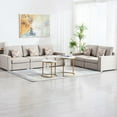 thumbnail image 1 of Linen Fabric 95.5" Sofa - Adjustable Leg Height - Family Living Room - Versatile Furniture Set, 1 of 5