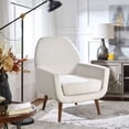 thumbnail image 1 of Linen Fabric Accent Chair, Mid Century Armchair with Wooden Legs, Modern Upholstered Reading Accent Chairs for Living Room Bedroom,Beige, 1 of 7