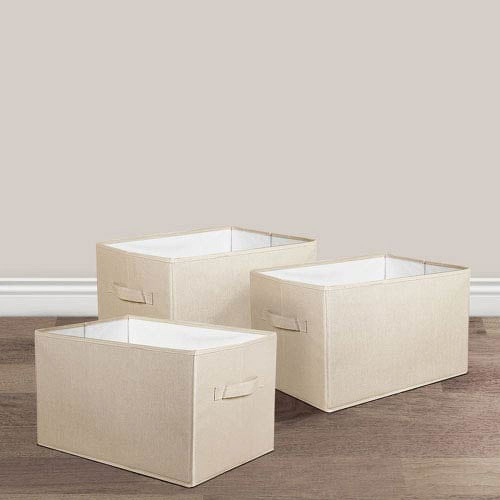 Linen Fabric Covered Collapsible Box Ivory 3Pc Set - Walmart.com