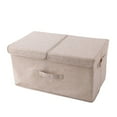 Linen Fabric Foldable Storage Bin Organizer Basket With FlipTop Lid
