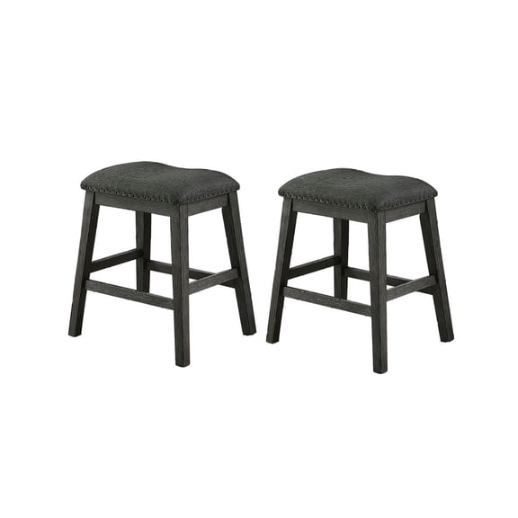 Linen-Fabric Padded Counter Stool, Dark Grey(Set of 2)