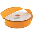 thumbnail image 1 of Linen Fabric Ribbon Wired Edge, 1-1/2-Inch, 50 Yards, Orange, 1 of 1