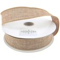 thumbnail image 1 of Linen Fabric Ribbon Wired Edge, 1-1/2-Inch, 50 Yards, Toffee, 1 of 1