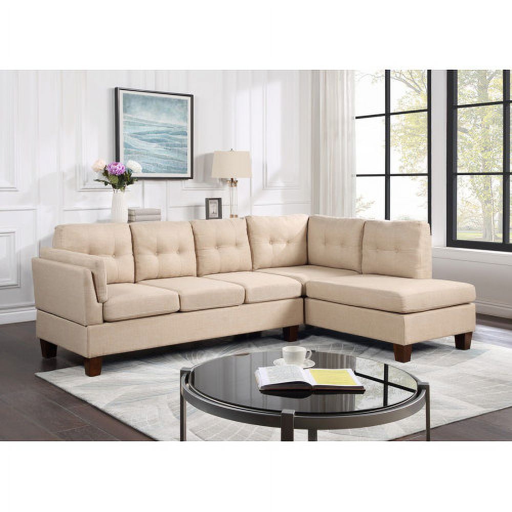 A closer look at Linen Fabric Sectional Sofa Modern
