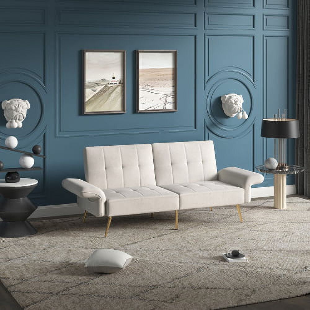 Linen Fabric Sofas and Couches 78 Inches Long, Mid Century Modern Couch