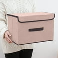 thumbnail image 1 of Linen Fabric Storage Box with Lid | Foldable Clothes Organizer for Bedroom & Living Room | 2-Pack Large Storage Containers, 1 of 4