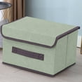 thumbnail image 1 of Linen Fabric Storage Box with Lid | Foldable Clothes Organizer for Bedroom & Living Room | 2-Pack Large Storage Containers, 1 of 4
