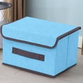 thumbnail image 1 of Linen Fabric Storage Box with Lid | Foldable Clothes Organizer for Bedroom & Living Room | 2-Pack Large Storage Containers, 1 of 4