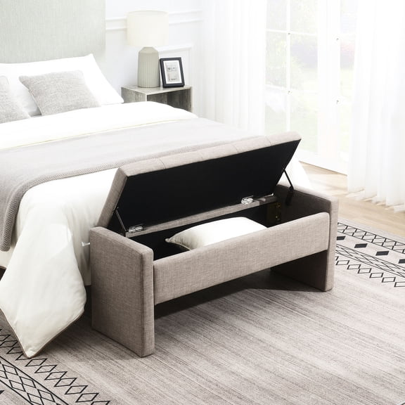 Linen Fabric Storage Stool / Versatile Use in Different Rooms