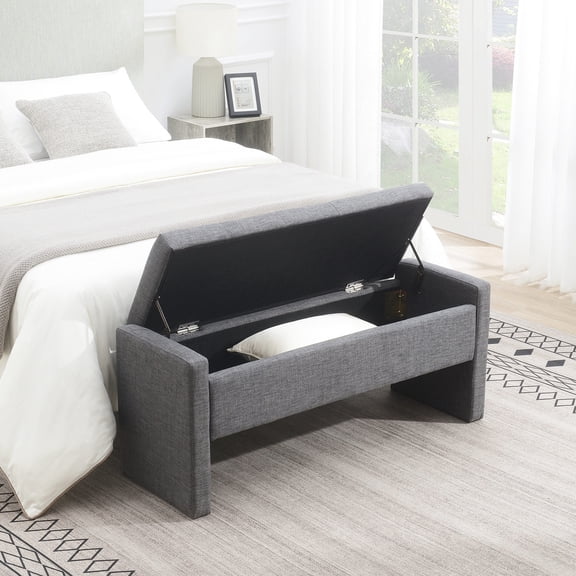 Linen Fabric Surface | Use as Entryway Bench or Shoe Changing Stool | Comfortable Seating with Neat Stitching
