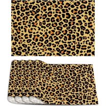 Linen Farmhouse Leopard Print Placemats Cheetah Table Mats Animal Print Decor Safari Jungle Decorations and Supplies for Home Kitchen Table-12×18''''
