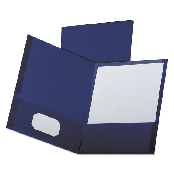 Linen Finish Twin Pocket Folders, 100-Sheet Capacity, 11 X 8.5, Navy, 25/box | Bundle of 2 Boxes