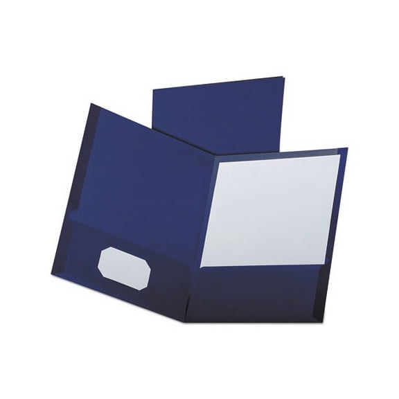 Linen Finish Twin Pocket Folders Letter, Navy, 25/Box