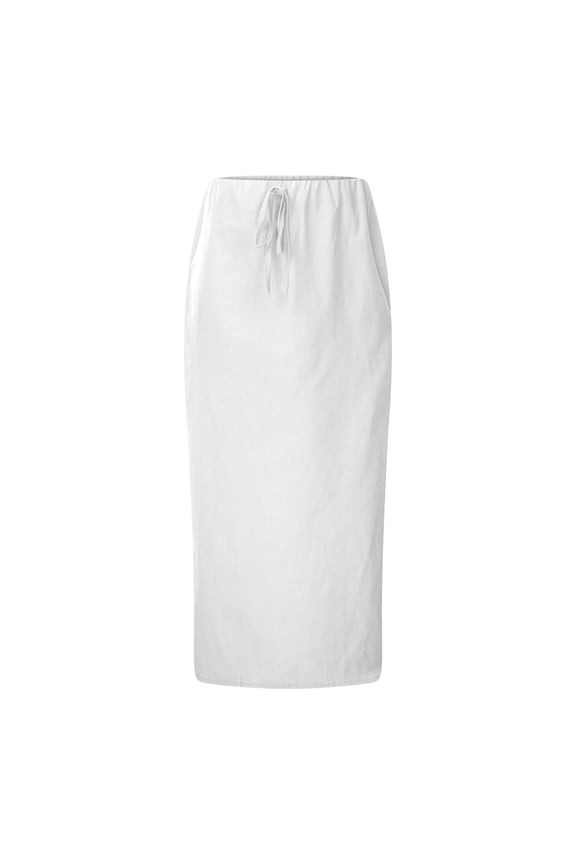 Linen Flared Maxi Skirt With Back Slit Elastic Waist Drawstring Long Flowy Ankle Length Skirt Adult Skirts for Women plus Size Work Skirt Fall Skirts Metallic Skirt Belly Dancing Skirt Bed Skirt for