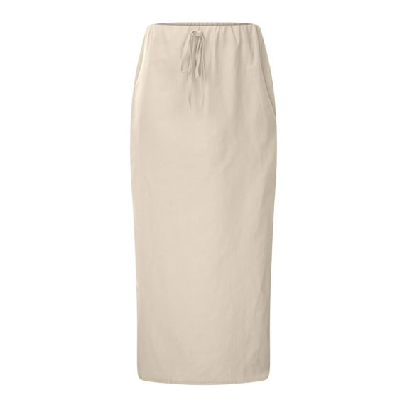 Linen Flared Maxi Skirt With Back Slit Elastic Waist Drawstring Long Flowy Ankle Length Skirt under Skirt Fluff Lingerie Skirt plus Size Denim Skirt Skirts with Leggings Long Denim Skirt Latex Mini