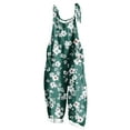 thumbnail image 1 of Linen Floral Jumpsuits for Women Loose Casual Summer Rompers Boho Rompers Wide Leg Bib Overall with Pockets Work Overalls Stretch Green 5XL, 1 of 5