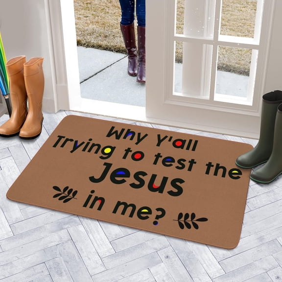 Linen Funny Door Mat Dirt Resist Rug Indoor and Outdoor Front Entrance Doormat Home Decor Heavy Rubber Backing for Non Slip, 30" X 17"