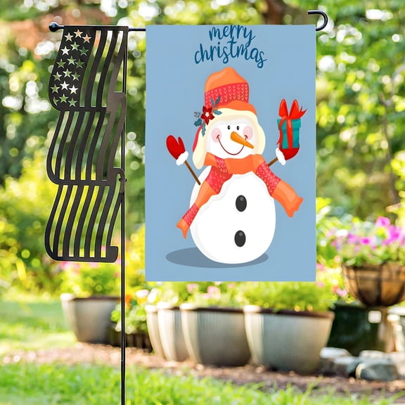 Linen Garden Flag Banner - Christmas
Winter Blue Snowman 12x18