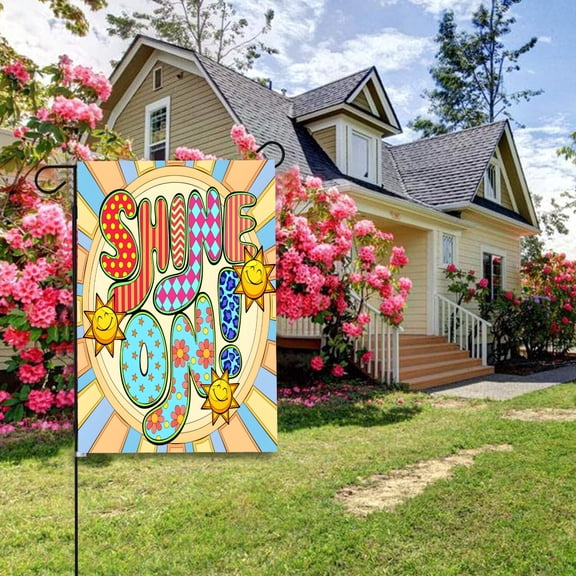 Linen Garden Flag Banner Spring and Summer - Shine On 12x18