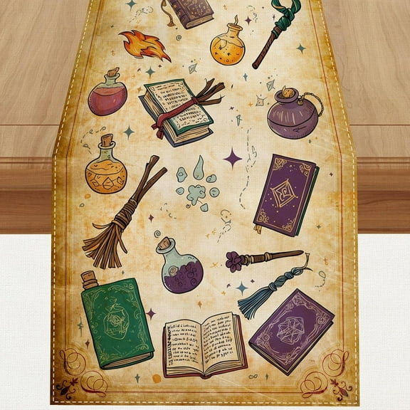 Linen Halloween Table Runner 72 Inches Long Boy Birthday Party Decorations and Supplies for Home Kitchen Dining Room Table