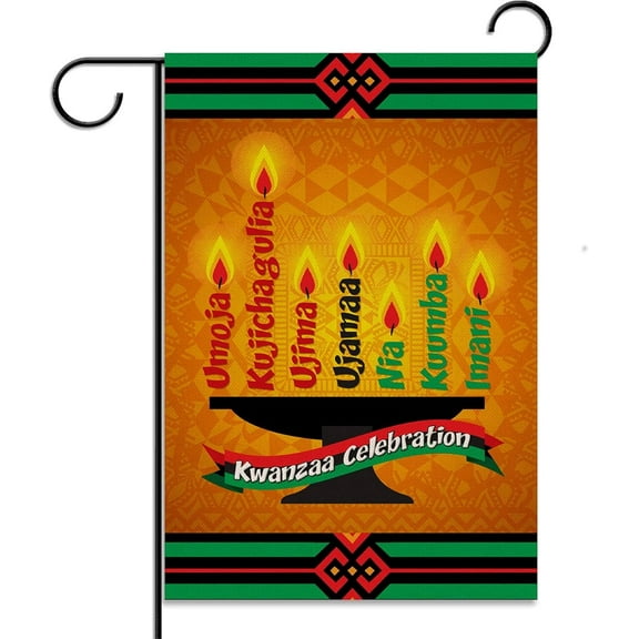 Linen Happy Kwanzaa Garden Flag Double Sided 12.5×18'''' African American Harvest Festival Decoration Outdoor Lawn Yard Decor