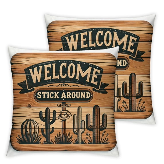 Linen Home Decor Pillowcases with Decorative Throw Pillow ,Welcome Stick Around
