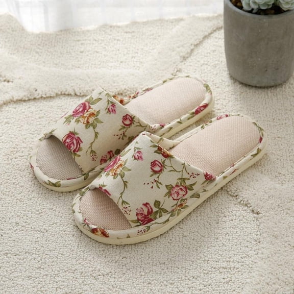 Linen Indoor Home Slippers For Men And Women Home Garden Household Commodities Slippers