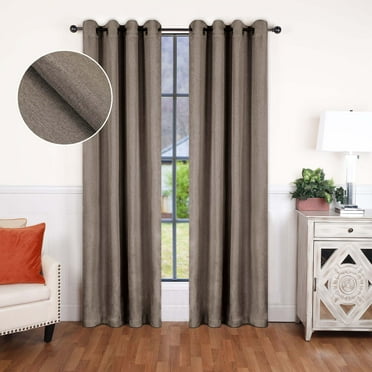 Linen Insulated Energy Efficient Blackout Grommet Curtain Panel Set for Privacy, 52" x 84", Coriander by Blue Nile Mills