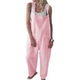thumbnail image 1 of Linen Jumpsuits for Women Casual Loose Straps Overalls Baggy Wide Leg Harem Pants Rompers Dungarees Playsuit Trousers, 1 of 6