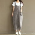 thumbnail image 1 of Linen Jumpsuits for Women Summer 2023,Women Casual Loose Long Bib Pants Wide Leg Jumpsuits Baggy Cotton Rompers Overalls with Pockets, 1 of 5