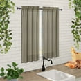 thumbnail image 1 of Linen Kitchen Curtains 45 Inch Length, Short Cafe Curtain for Small Window, Half Window Curtain for Kitchen Window with Rod Pocket, Brown, 2 Panels, 1 of 7