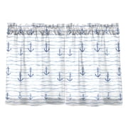 Linen Kitchen Curtains Anchor Wave Design Tier Curtains Tier Kitchen Living Room Bedroom Balcony 2 Panels 27x24 Inch