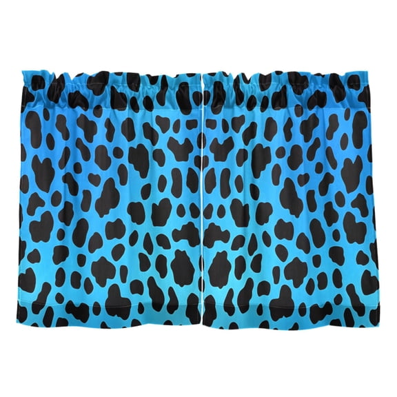 Linen Kitchen Curtains Blue Leopard Print Pattern Tier Curtains Tier Kitchen Living Room Bedroom Balcony 2 Panels 27x24 Inch